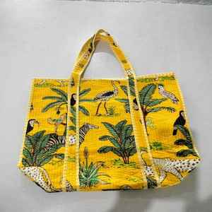 Nouveau sac à main à imprimé tigre, sac de week-end de luxe fait à la main, sac fourre-tout matelassé à imprimé coton, grande capacité, durable - Product Image 6