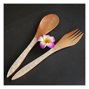 Seashell Jewel Display Cuillère et fourchette en bois naturel avec MOP Motive Mosaic Art pour cadeaux - Product Image 1