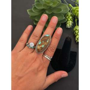 Anillo Ajustable Chassity Belone con 8 Turquesas y Plata de Ley, Engaste en Bisel, Acero Inoxidable, Regalo, Certificado GRS - Product Image 2