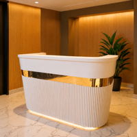 Comptoir de réception LED personnalisé avec logo rétroéclairé pour salon de beauté, boutique, magasin de détail, mobilier de caisse en MDF