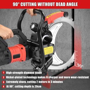 Scie électrique de 16 pouces avec 2 lames, 8980W, scie à béton, alimentation en eau, scie circulaire de 11,4 pouces - Product Image 5