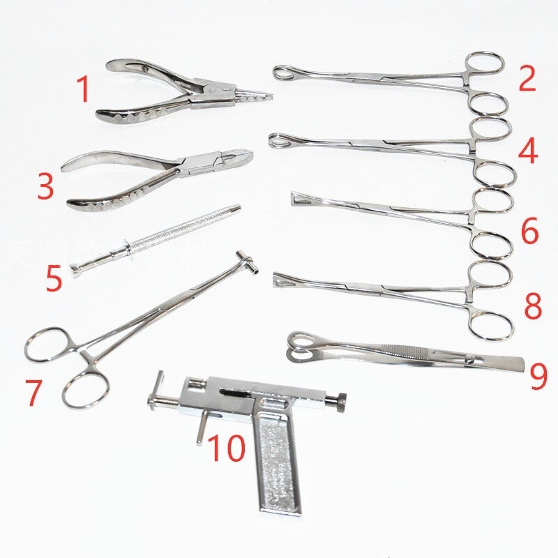 Professional 10 Pieces Body Piercing Instruments Kit Tools Pennington Forceps by Tecto manicure