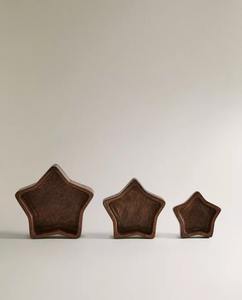 Ensemble de 3 bols en bois antique en forme d'étoile - Product Image 4