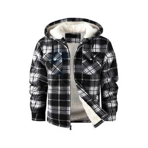 <b>Mens</b> Flannel Shirt <b>Jacket</b> Fleece Sherpa Lined Plaid Hoodie Coat Full Zip Up Winter Outwear Warm Casual Thick Outdoor <b>Lumberjack</b> - Product Image 1