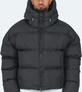 Blouson universitaire en toile à capuche pour hommes Style athlétique moderne Matériau épais respirant Vêtements d'hiver Logo avant - Product Image 2