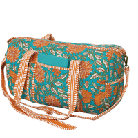 Sac de voyage matelassé en coton imprimé à la main, avec longue sangle détachable, grande capacité, durable, pour sport, yoga, décontracté, week-end