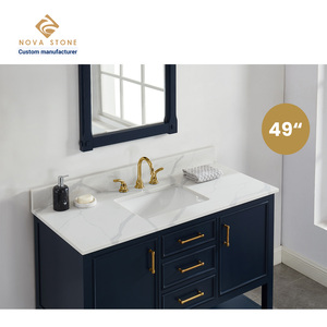 Nv833 thạch anh Vanity đầu đường may liên quan đến bề mặt 49 * 22in <span class=keywords><strong>20mm</strong></span> dày duy nhất lưu vực calacatta Lớn Thạch Anh Vanity đầu - Product Image 3