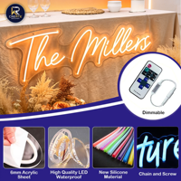 Enseigne néon LED personnalisée avec design gratuit, livraison rapide, télécommande, sans MOQ, dropshipping pour chambre, fête d'anniversaire, maison, bureau, décoration de mariage
