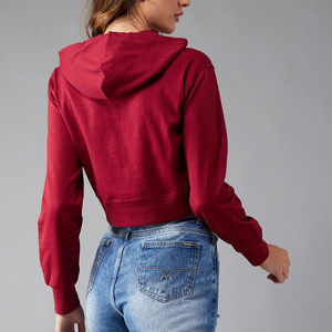 Algodón transpirable Mujeres Crop Top Sudadera con capucha Casual OEM Venta al por mayor Moda de invierno Pakistán Hecho Estilo de manga larga - Product Image 3