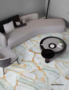 Carreaux de sol émaillés semi-porcelaine 600x1200mm avec sculpture en or à prix réduit - Product Image 4