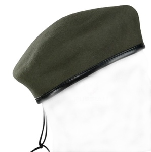 Chapeau vert foncé vierge en laine 100% pour hommes et femmes bérets russes uniformes de haute qualité bérets d'olive - Product Image 4