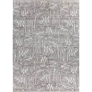 Alfombra de Lana Anudada a Mano Aprezo Ivory, Diseño Geométrico, Alfombra Rectangular para Sala de Estar, Pasillo o Entrada, PKWL-1062 - Product Image 1