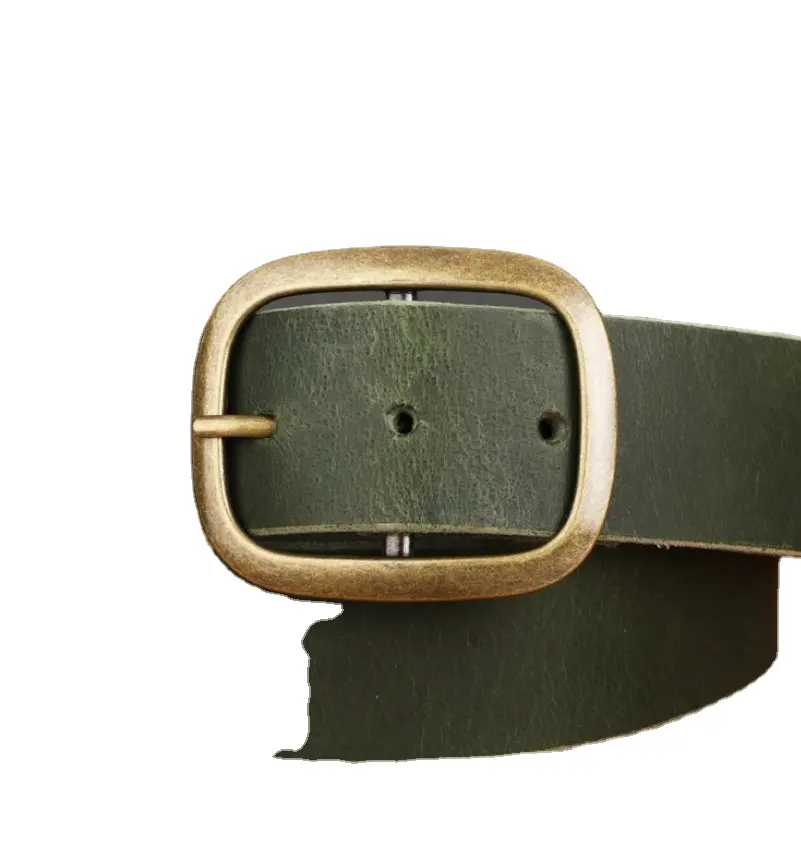 Лесной зеленый кожаный ремень с античной латунной пряжкой 2023 самый продаваемый кожаный ремень, полностью коричневый кожаный ремень