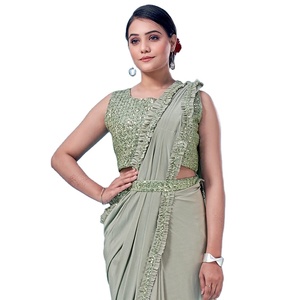 Tela importada con borde de trabajo de lentejuelas exquisitas de último estilo con Sari confeccionado para venta en línea ropa india y paquistaní - Product Image 1