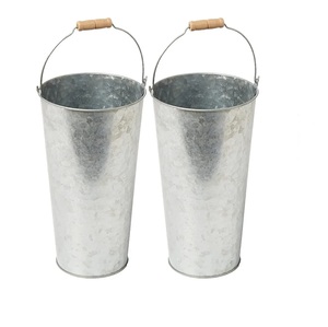 Galvanized Planters - Metal Iron <b>Tin</b> Garden Decor Plant Pots Small Round Heart Shape Square Galvanized Flower <b>Bucket</b> Planter - Product Image 6