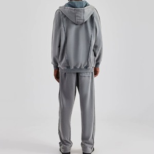 Chándal de algodón y poliéster, transpirable, informal, ajustado, estampado, nueva moda, conjunto de chándales de dos piezas para correr para hombre con cremallera - Product Image 3