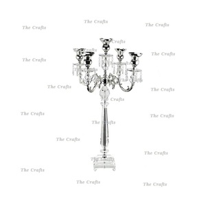 Candélabre de qualité supérieure en aluminium couleur argent avec cristaux, au prix le plus bas - Product Image 4