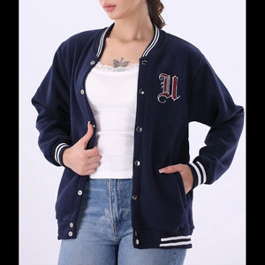Chaqueta Varsity para Mujer, Mangas de Cuero y Lana, Relleno de Algodón, Forro de Nailon, Impermeable, Secado Rápido, Transpirable, Color Liso, Invierno, Personalizada - Product Image 2