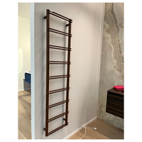 Porte-serviettes mural en métal au design moderne, finition laquée marron, 4 barres, support fixe pour serviettes de salle de bain, solutions de chauffage