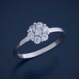 92.5 Silver <b>Finger</b> <b>Ring</b> 176863 Fashionable Casual Opening <b>Ring</b> with Rose Gold Gold Rhodium Plating Inlaid with Claw Setting - Product Image 1