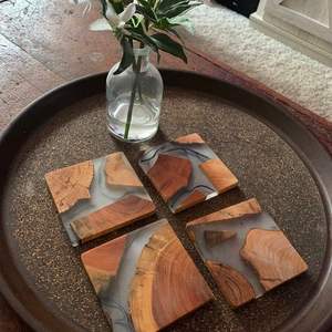 DEIVEN Resin Walnut <b>Wood</b> <b>Coasters</b> for Home Deco Epoxy Resin Wooden <b>Coaster</b> Custom Luxury <b>Coaster</b> for Drink - Product Image 5