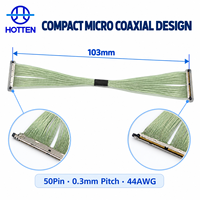 Kabel LVDS Koaksial Mikro Hotten Custom DF56 50Pin 0.3mm Pitch 44AWG untuk Perakitan Layar Pencitraan Medis