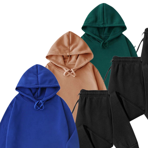 Multi Color <b>Hoodie</b> With Black Jogger Tracksuit Set Unisex Winter Fleece Two Piece Casual Streetwear Sports Lounge Outfit OEM - Product Image 4