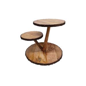 Support noir en bois naturel et métal de forme ronde en métal fer à un niveau support à gâteau plateau de service de table pour restaurants - Product Image 5