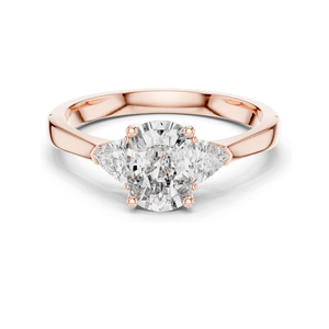 Anillo de Tres Piedras con Diamante Cultivado en Laboratorio de 1.3 CT para Mujer, Claridad VVS-VS EF, Oro de 18KT, 14KT, 10KT y Plata 925, Oro Rosa, Amarillo - Product Image 2