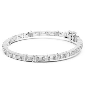 Pulsera de tenis de oro blanco macizo de 14K para mujer VDS, con diamantes naturales de corte esmeralda, certificados por IGI, 17g, joyería fina para bodas - Product Image 5