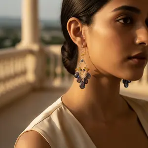 Women's 925 Silver Gemstone Chandelier Earrings <b>Fashion</b> <b>Jewelry</b> Gift - Product Image 2