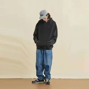 Sweat à capuche pour homme personnalisé brodé, 320 g/m², en coton oversize, à épaules tombantes, effet vintage délavé, coupe-vent, écologique - Product Image 6