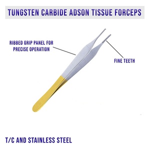 MEDIHEAL SURGICAL CORPORATION Surgical Adson Dissecting Tissue Forceps 12cm Half Gold Stainless Steel Manual <b>Tungsten</b> Carbide - Product Image 6