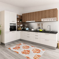 Set Kabinet Dapur Melamin Modern untuk Proyek Apartemen, Furnitur Dapur Flat Pack Kustom untuk Pengembang & Kontraktor