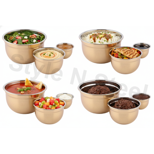 ชุดชามเงินเยอรมันชุบทอง ชามผสมส่วนตัว ชามเสิร์ฟสแตนเลส - Product Image 6