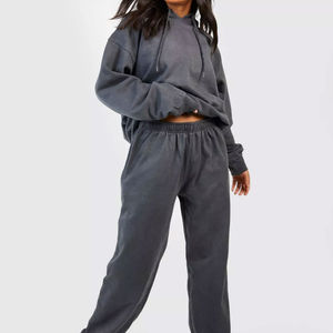 Service OEM à bas prix des survêtements évasés en matériaux respirants pour femmes survêtements délavés à l'acide vintage en coton personnalisés - Product Image 3