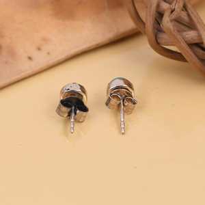Pendientes de botón con engaste de bisel de turquesa Kingman, plata de ley chapada en oro de 18 quilates, piedra natural, lujo para mujer, certificados por terceros - Product Image 4