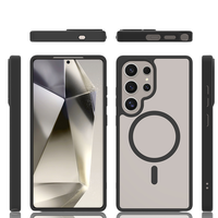 Étui de téléphone magnétique translucide de luxe en TPU + acrylique, garantie 1 an, design couleur unie, original pour S25/S24