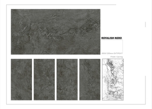 ROYALISH Nero 600x1200mm Azulejos de porcelana tallada de estilo europeo moderno Acabado mate Sólido PARA INTERIOR DE BAÑO Antibacteriano - Product Image 3