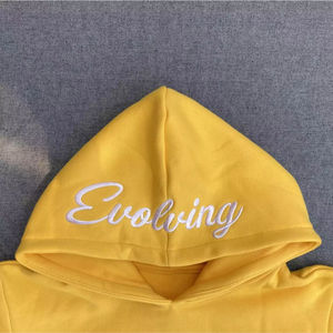 Vêtements streetwear Cut Edge Pullover Hoodies Logo personnalisé French Terry hommes sweats à capuche brodés hommes en détresse jaune à capuche - Product Image 3