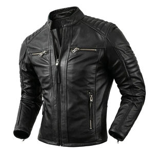 Vente en gros 2025 Vestes en cuir de service OEM Vestes en cuir pour hommes de couleur noire pour hommes Produit à manches longues Veste en cuir pour hommes - Product Image 1