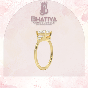 Princesse coupe 1-3 CT centre pierre laboratoire cultivé diamant et la bague de fiançailles Art déco cadeau en or massif pour unisexe - Product Image 2