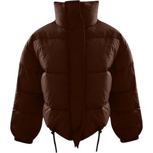 Abrigo de manga larga con cremallera para mujer y logotipo personalizado, chaquetas acolchadas gruesas cortas para invierno, chaquetas acolchadas con capucha para mujer, chaquetas con burbujas abullonadas - Product Image 6