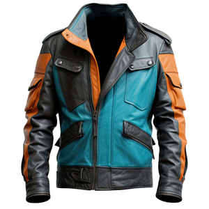 2026 Blouson en cuir PU respirant personnalisé de bonne qualité pour homme, col montant, style moto classique automne, aspect cuir synthétique - Product Image 1