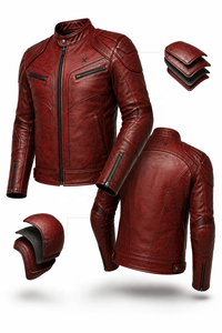 Veste de moto en cuir avec protection des épaules et des coudes |   Noir Bourgogne Vert |   Fabricant OEM ODM |   Qualité de conception haut de gamme | - Product Image 6