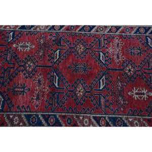 Tapis turc vintage grande surface 4.1 X 6.5ft classique rouge noir motif abstrait laine matériel 10mm Latex pour couloir chambre - Product Image 5