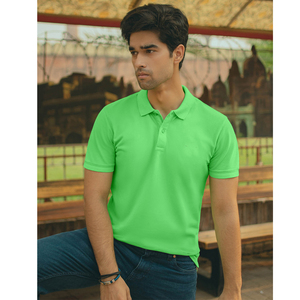 Camiseta informal de punto de manga corta con 3 botones y estampado antiarrugas de algodón 100% para hombre al por mayor - Product Image 6