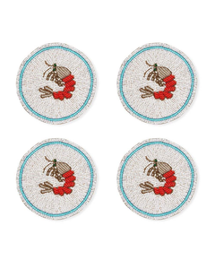 Fantaisie Rouge, Blanc et Bleu Perlé Artisanat Conception Broderie Quatre Set Coaster Premium Et Tendance De Luxe - Product Image 3