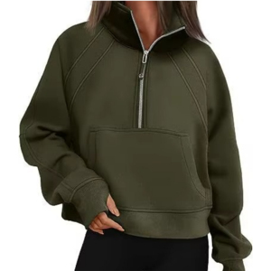 EMPIRE TREND WEARS Sweat-shirt d'hiver personnalisé pour femme, 100% coton tissé 300g, imprimé sur le devant, fermeture éclair longue quart, couleur unie, le plus vendu - Product Image 5