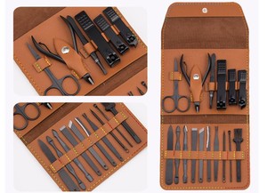 Haute qualité Logo personnalisé manucure pédicure ensemble Portable en acier inoxydable coupe-ongles en cuir PU boîte de soin des pieds bricolage outil de beauté - Product Image 2